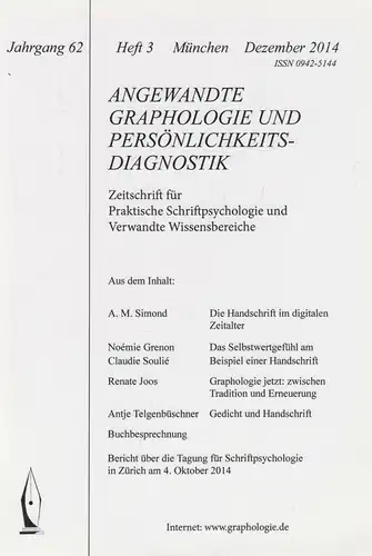 Buch: Angewandte Graphologie und Persönlichkeitsdiagnostik Hefte 1-3 / 2013/2014