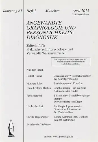 Buch: Angewandte Graphologie und Persönlichkeitsdiagnostik Hefte 1-3 / 2013/2014