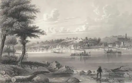 St. Charles am Mississippi. aus Meyers Universum, Stahlstich. Kunstgrafik, 1850