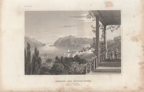 Ansicht des Hudson River. Bey Newburg. aus Meyers Universum, Stahlstich. 1850