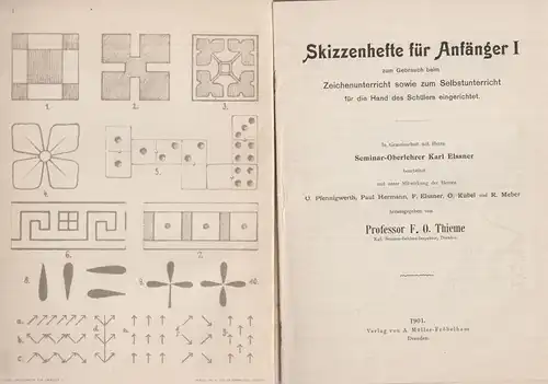 Buch: Skizzenhefte für Anfänger I. Thieme / Elßner, 1901, Verlag Müller-Fröbelh