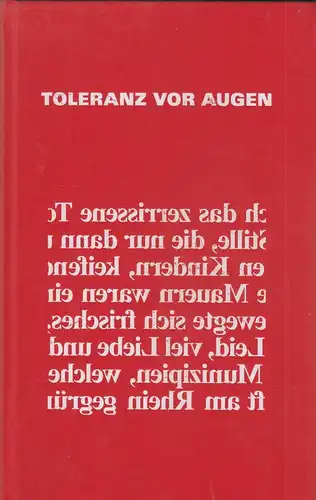 Buch: Toleranz vor Augen. Schwitzgebel, Frieder, 2010, Universitätsdruckerei