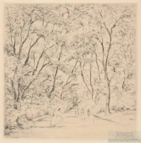 Radierung: Im Berliner Tiergarten, Meid, Hans. Kunstgrafik, ca. 1916