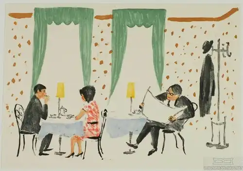 Lithographie: Cafe, Mohr, Arnold. Kunstgrafik, 1969, (o.T.), gebraucht, gut