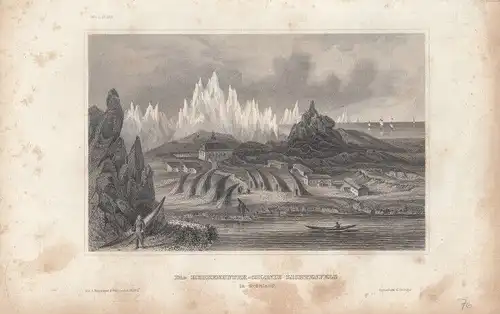 Die Herrenhuter-Colonie Lichtenfels in Grönland. aus Meyers... Stahlstich. 1850