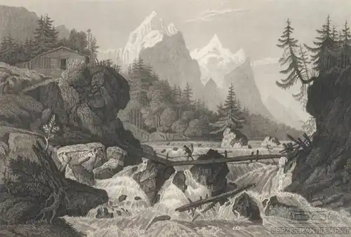 Reichenbach und das Wellhorn bei Rosenlaui. aus Meyers Universum, Stahlstich