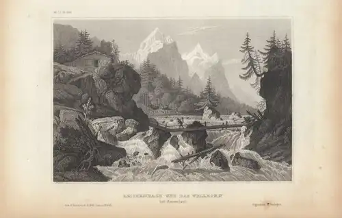 Reichenbach und das Wellhorn bei Rosenlaui. aus Meyers Universum, Stahlstich