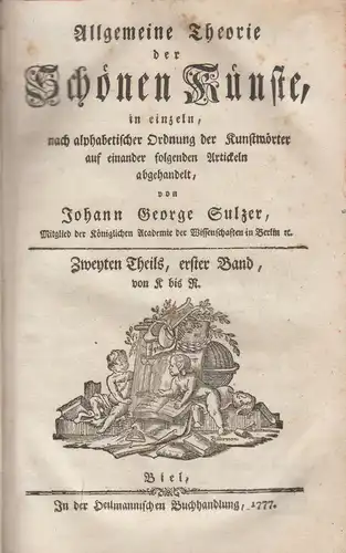 Buch: Allgemeine Theorie der schönen Künste, 2. Teil. Sulzer, 1777, Heilmann