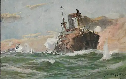 AK Künstler Postkarte. Willy Stöwer. ca. 1922, Schifffahrt, gebraucht, gut