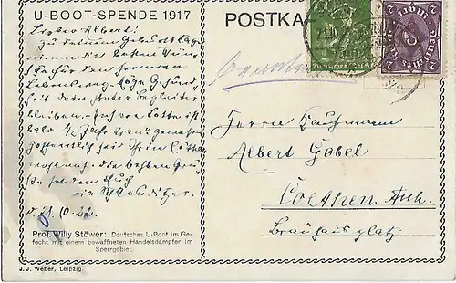 AK Künstler Postkarte. Willy Stöwer. ca. 1922, Schifffahrt, gebraucht, gut