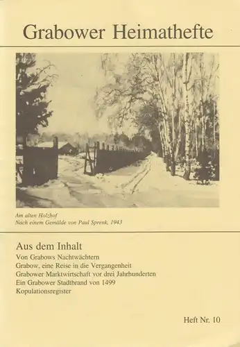 Heft: Grabower Heimathefte Nr. 10. Madaus, Christian (Hrsg.), 1995, WPF