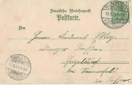 AK Gruss aus Neunkirchen. Kath. Kirche. Lithografie. ca. 1904, gebraucht, gut