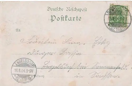 AK Gruss aus dem Storchen Neunkirchen. Lithografie. ca. 1904, gebraucht, gut