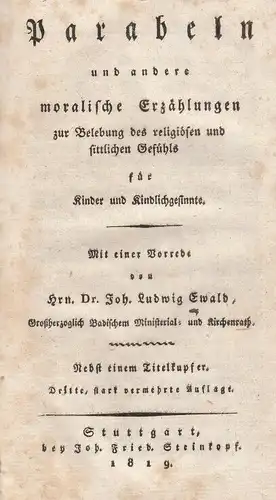 Buch: Parabeln und andere moralische Erzählungen. Lotter, Tobias Heinrich, 1819