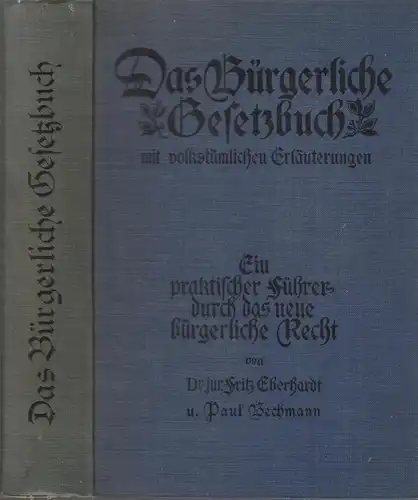 Buch: Das Bürgerliche Gesetzbuch, Eberhardt, Bechmann, 1931, Reussing, Recht