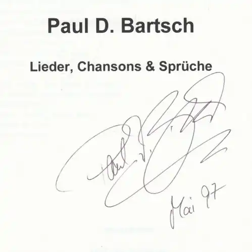 Buch: Lieder, Chansons & Sprüche, Bartsch, Paul D. Hallesche Autorenhefte, 1997