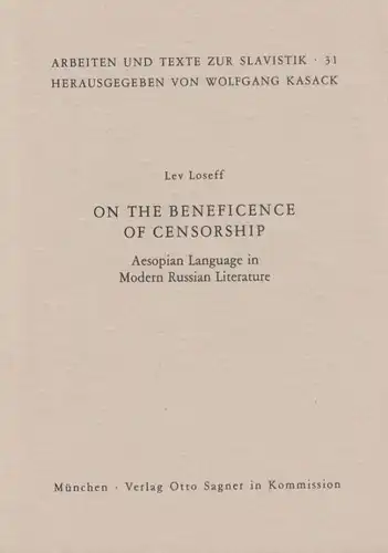 Buch: On the beneficence of censorship, Loseff, Lev. 1984, gebraucht, gut