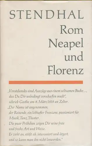 Buch: Rom, Neapel und Florenz. Stendhal, 1980, Rütten & Loening Verlag