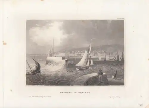 Swansea in England. aus Meyers Universum, Stahlstich. Kunstgrafik, 1850