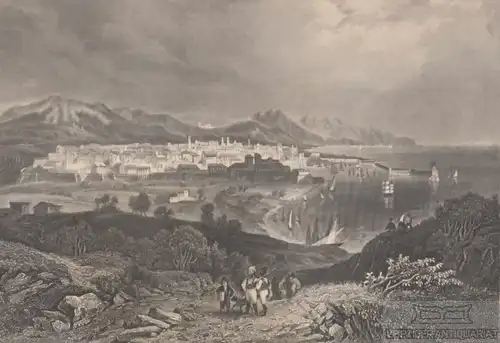 Barcelona. aus Meyers Universum, Stahlstich. Kunstgrafik, 1850, gebraucht 264353