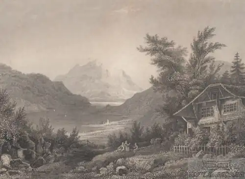 Der Pilatus in der Schweiz. aus Meyers Universum, Stahlstich. Kunstgrafik, 1850