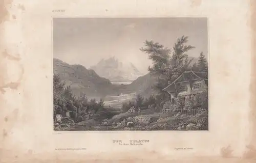 Der Pilatus in der Schweiz. aus Meyers Universum, Stahlstich. Kunstgrafik, 1850