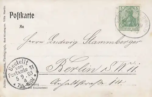 Buch: AK Älteres bürgerlicher Paar mit Hut und Stock, Postkarte. Fotokarte, 1903
