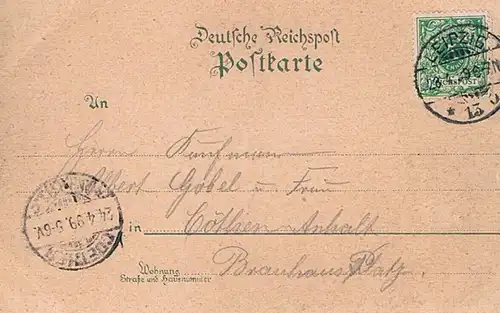 AK Gruss aus Leipzig. Theater Schwanteich. Litho ca. 1899, Postkarte. Nr. 4190