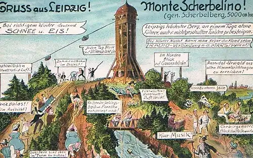 AK Gruss aus Leipzig! Monte Scherbelino! ca. 1926, Postkarte, Verlag Karl Cramer