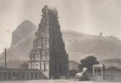 Grosser Hindu-Tempel bey Tritchencore in Hindostan. aus Meyers... Stahlstich