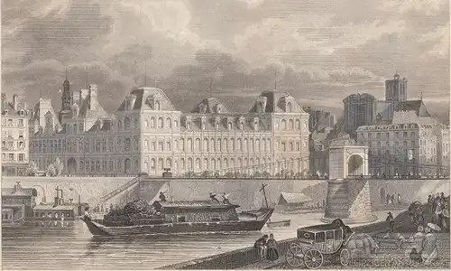 Das Stadthaus in Paris. aus Meyers Universum, Stahlstich. Kunstgrafik, 1850