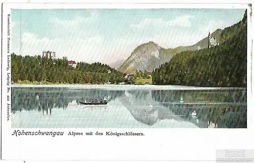 AK Hohenschwangau. Alpsee mit den Königsschlössern. ca. 1912, Postkarte