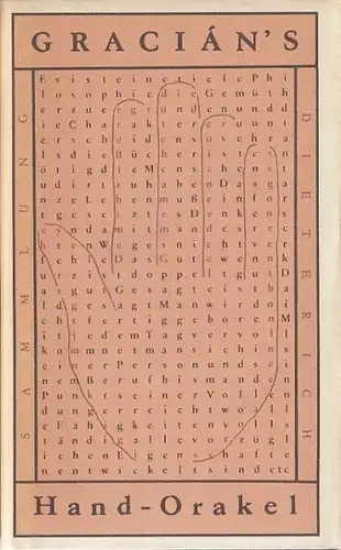 Sammlung Dieterich 395, Hand-Orakel und Kunst der Weltklugheit, Gracian. 19 7161