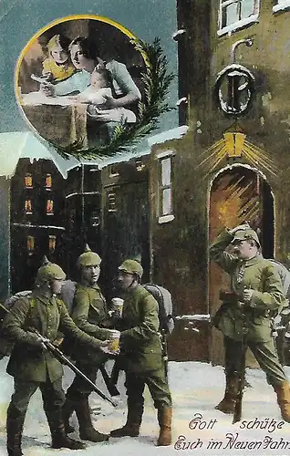 AK Gott schütze euch im Neuen Jahr. ca. 1916, Postkarte, Neujahr, gebraucht, gut