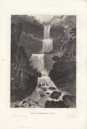 Der Catterskill Fall. aus Meyers Universum, Stahlstich. Kunstgrafik, 1850