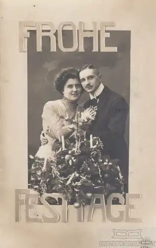 Weihnachtskarte - Frohe Festtage, Postkarte. Fotokarte, 1910, gebraucht, gut