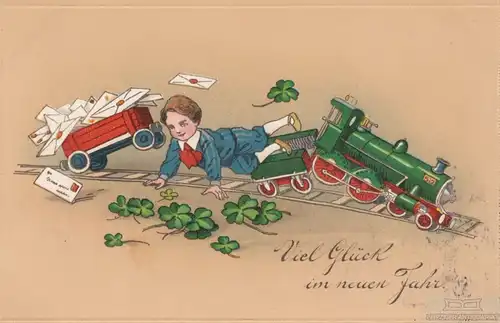 AK Viel Glück im neuen Jahr, Postkarte. Neujahrskarte, 1913, gebraucht, gut