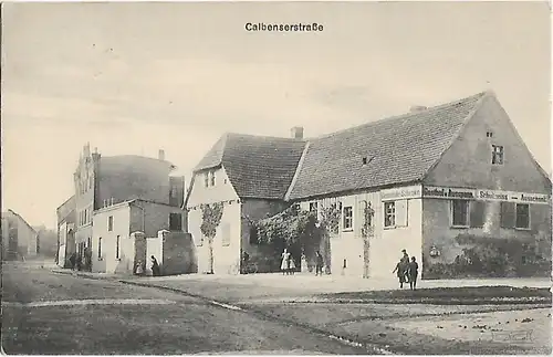 AK Gruß aus Förderstedt. Calbenserstraße. ca. 1918, Postkarte. Serien-Nr