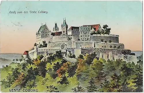 AK Gruß von der Veste Coburg. ca. 1911, Postkarte. Ca. 1911, gebraucht, gut