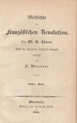 Buch: Geschichte der französischen Revolution, Thiers, M. A. 6 in 5 Bände