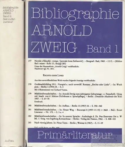 Buch: Bibliographie Arnold Zweig, Rost, Maritta. 2 Bände, 1987, Aufbau Verlag