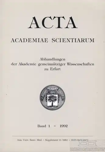 Acta Academiae Scientiarum. Band 1 / 1992, Klöcking, Hans Peter u.a. 1992
