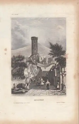 Eppstein. aus Meyers Universum, Stahlstich. Kunstgrafik, 1850, gebraucht, gut
