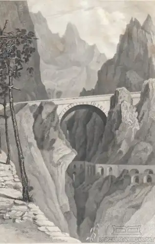 Brücke St. Louis. aus Meyers Universum, Stahlstich. Kunstgrafik, 1850