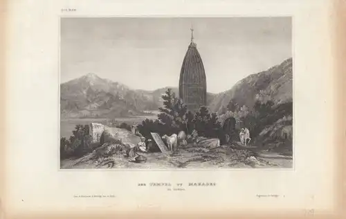 Der Tempel zu Mahadeo in Indien. aus Meyers Universum, Stahlstich. Kunstgrafik