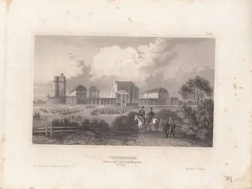 Vincennes Schloss und Staatsgefängnis bei Paris. aus Meyers... Stahlstich. 1850