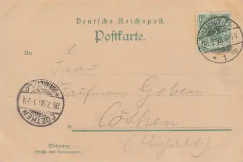 AK Gruss aus Hannover. Ernst August-Platz. ca. 1898, Postkarte. Ca. 1898