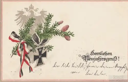 AK Herzlichen Neujahrsgruß!, Postkarte. Neujahrskarte, 1914, gebraucht, gut