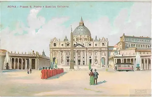 AK Roma. Piazza S. Pietro e Basilica Vaticana. ca. 1908, Postkarte. Ca. 1908