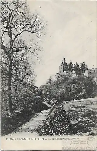 AK Burg Frankenstein a.d.Bergstrasse. 397m. ca. 1906, Postkarte. Serien-Nr